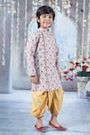 Buy_Little Bansi_Sky Blue Sherwani Mulberry Silk Embroidered Bageecha Angrakha With Dhoti Pant _Online_at_Aza_Fashions