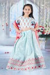 Buy_Little Bansi_Sky Blue Blouse Mulberry Silk Embroidered Sequin Bageecha Floral Lehenga Set _at_Aza_Fashions