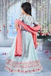 Shop_Little Bansi_Sky Blue Blouse Mulberry Silk Embroidered Sequin Bageecha Floral Lehenga Set _at_Aza_Fashions