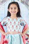 Little Bansi_Sky Blue Blouse Mulberry Silk Embroidered Sequin Bageecha Floral Lehenga Set _at_Aza_Fashions