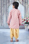 Shop_Little Bansi_Pink Sherwani Mulberry Silk Embroidered Floral Angrakha With Dhoti Pant _at_Aza_Fashions