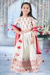 Buy_Little Bansi_Cream Blouse Mulberry Silk Embroidered Sequin Bageecha Floral Kali Lehenga Set _at_Aza_Fashions