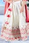 Little Bansi_Cream Blouse Mulberry Silk Embroidered Sequin Bageecha Floral Kali Lehenga Set _Online_at_Aza_Fashions