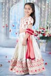 Shop_Little Bansi_Cream Blouse Mulberry Silk Embroidered Sequin Bageecha Floral Kali Lehenga Set _Online_at_Aza_Fashions