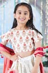 Little Bansi_Cream Blouse Mulberry Silk Embroidered Sequin Bageecha Floral Kali Lehenga Set _at_Aza_Fashions