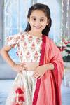 Shop_Little Bansi_Cream Blouse Mulberry Silk Embroidered Sequin Bageecha Floral Kali Lehenga Set 