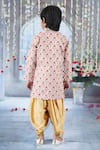 Shop_Little Bansi_Cream Sherwani Mulberry Silk Embroidered Floral Work Angrakha With Dhoti Pant _at_Aza_Fashions