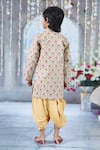 Shop_Little Bansi_Green Sherwani Mulberry Silk Bageecha Work Angrakha With Dhoti Pant _at_Aza_Fashions