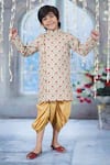 Buy_Little Bansi_Green Sherwani Mulberry Silk Bageecha Work Angrakha With Dhoti Pant _Online_at_Aza_Fashions