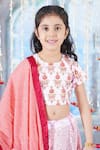 Shop_Little Bansi_Pink Blouse Mulberry Silk Bageecha Floral Thread And Work Lehenga Set _Online_at_Aza_Fashions