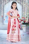 Buy_Little Bansi_Pink Blouse Mulberry Silk Bageecha Floral Thread And Work Lehenga Set 