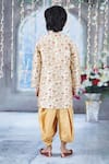 Shop_Little Bansi_Cream Sherwani Mulberry Silk Embroidered Tulip Work Angrakha With Dhoti Pant _at_Aza_Fashions