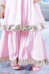 Little Bansi_Pink Kurta And Dupatta Georgette Embroidered Sequin Floral Sharara Set _Online_at_Aza_Fashions