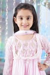 Shop_Little Bansi_Pink Kurta And Dupatta Georgette Embroidered Sequin Floral Sharara Set _Online_at_Aza_Fashions