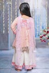 Shop_Little Bansi_Coral Kurta And Dupatta Georgette Embroidered Thread Geometric Work Sharara Set _at_Aza_Fashions