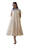 Buy_RoohbyRidhimaa_Ivory Handloom Silk Organza Embroidered Floral Round Afsaa Dress _Online_at_Aza_Fashions