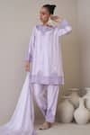 Buy_RoohbyRidhimaa_Purple Kurta And Pant Viscose Raw Silk Embroidered Floral Round Areesha Set 