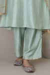 RoohbyRidhimaa_Blue Kurta And Pant Viscose Raw Silk Embroidered Zari Round Jaziraa Set _Online_at_Aza_Fashions