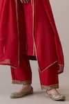 Buy_RoohbyRidhimaa_Red Kurta And Pant Viscose Raw Silk Hand Embroidered Dori V Neck Raafta Set _Online_at_Aza_Fashions