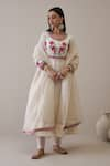 Buy_RoohbyRidhimaa_Off White Pure Silk Chanderi Embroidered Floral Round Uzma Anarkali Set _at_Aza_Fashions