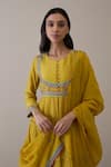 Shop_RoohbyRidhimaa_Yellow Pure Silk Handloom Chanderi Embroidered Floral Vardaah Anarkali Set _at_Aza_Fashions