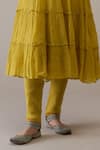 Shop_RoohbyRidhimaa_Yellow Pure Silk Handloom Chanderi Embroidered Floral Vardaah Anarkali Set _Online_at_Aza_Fashions