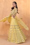 RADHA SHARMA_Yellow Silk Chanderi Embroidery Pearl Round Neck Gul Sequin Lehenga Set _Online_at_Aza_Fashions