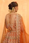 Buy_RADHA SHARMA_Orange Silk Chanderi Embroidery Gullista Dabka And Sequin Bridal Lehenga Set _Online_at_Aza_Fashions