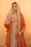 Shop_RADHA SHARMA_Orange Silk Chanderi Embroidery Gullista Dabka And Sequin Bridal Lehenga Set _Online_at_Aza_Fashions