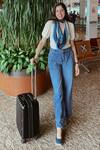 Buy_Thee Modern Roots_Blue Galactic Orbits Silk Scarf _at_Aza_Fashions