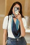 Buy_Thee Modern Roots_Blue Galactic Orbits Silk Scarf _Online_at_Aza_Fashions