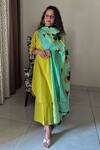 Buy_Thee Modern Roots_Green Silk Vintage Floral Printed Dupatta _at_Aza_Fashions