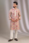 Buy_Rabani & Rakha_Ivory Georgette, Cotton Embroidery Mughal Thread Kurta With Pant _at_Aza_Fashions
