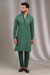 Buy_Rabani & Rakha_Green Georgette Embroidered Chikankari Kurta With Pant _at_Aza_Fashions