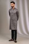 Buy_Rabani & Rakha_Grey Silk Printed Animal Kurta With Pant _at_Aza_Fashions