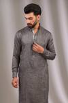 Rabani & Rakha_Grey Silk Printed Animal Kurta With Pant _at_Aza_Fashions