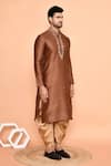 Arihant Rai Sinha_Brown Dupion Embroidered Thread Floral Butti Kurta With Patiyala _at_Aza_Fashions