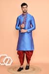 Buy_Arihant Rai Sinha_Blue Silk, Denim Embroidery Floral Thread Kurta With Patiyala 