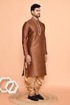 Arihant Rai Sinha_Brown Dupion Embroidered Mirror Neck Kurta With Patiyala _at_Aza_Fashions