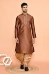 Buy_Arihant Rai Sinha_Brown Dupion Embroidered Mirror Neck Kurta With Patiyala 