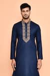 Buy Arihant Rai Sinha Blue Cotton Embroidery Kurta With Patiyala Online at Aza Fashions Buy_Arihant Rai Sinha_Blue Cotton Embroidery Kurta With Patiyala _Online_at_Aza_Fashions