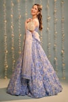 Buy_Seema Gujral_Blue Net Embroidered 3d Florals Sweetheart Lehenga_Online