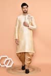 Buy_Arihant Rai Sinha_Beige Denim, Silk Embroidery Botanical Kurta With Patiyala _at_Aza_Fashions