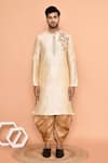 Buy_Arihant Rai Sinha_Beige Denim, Silk Embroidery Botanical Kurta With Patiyala _Online_at_Aza_Fashions