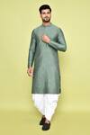 Buy_Arihant Rai Sinha_Green Silk, Cotton Mirrors Linear Embroidered Kurta With Patiyala _at_Aza_Fashions
