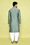 Shop_Arihant Rai Sinha_Green Silk, Cotton Mirrors Linear Embroidered Kurta With Patiyala _at_Aza_Fashions