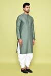 Buy_Arihant Rai Sinha_Green Silk, Cotton Mirrors Linear Embroidered Kurta With Patiyala 