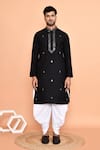 Arihant Rai Sinha_Black Silk, Cotton Mirrors, Embroidery Geometric Kurta With Patiyala _Online_at_Aza_Fashions