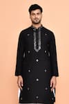 Buy_Arihant Rai Sinha_Black Silk, Cotton Mirrors, Embroidery Geometric Kurta With Patiyala _Online_at_Aza_Fashions