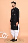 Shop_Arihant Rai Sinha_Black Silk, Cotton Mirrors, Embroidery Geometric Kurta With Patiyala _Online_at_Aza_Fashions